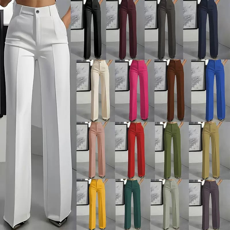 Damen Hochtaillierte Palazzo-Hose mit Bügelfalte und Eingrifftaschen Nord Taschen