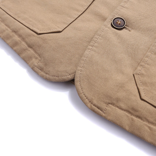 Herren Robuste Thermo-Canvas‑Weste mit wärmendem Teddyfutter und Knopfverschluss Nord Taschen