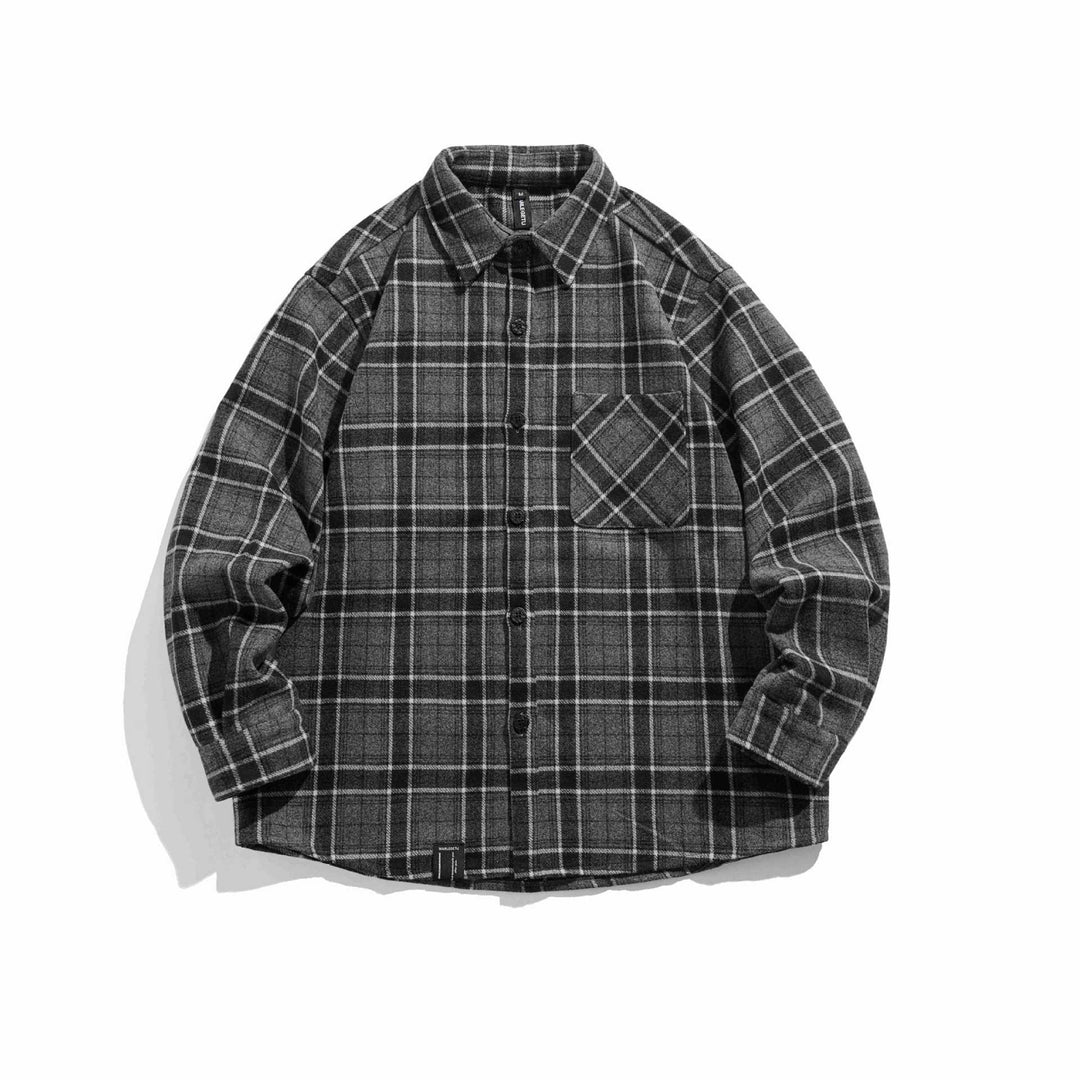 Herren Kariertes Overshirt im Shacket‑Stil aus weichem Flanell mit aufgesetzter Brusttasche Nord Taschen