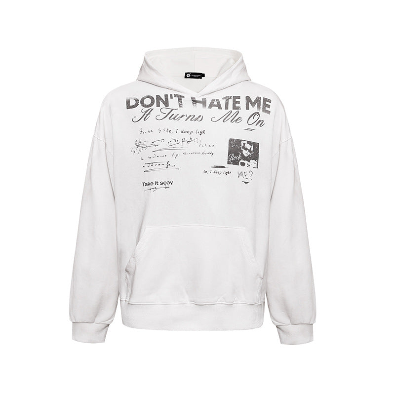 Damen Lässiges Oversize-Hoodie mit Typo-Frontprint, abgesenkten Schultern und Kängurutasche Nord Taschen