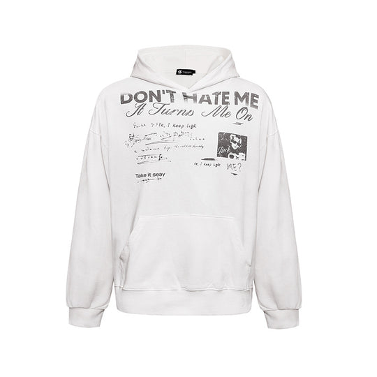 Damen Lässiges Oversize-Hoodie mit Typo-Frontprint, abgesenkten Schultern und Kängurutasche Nord Taschen