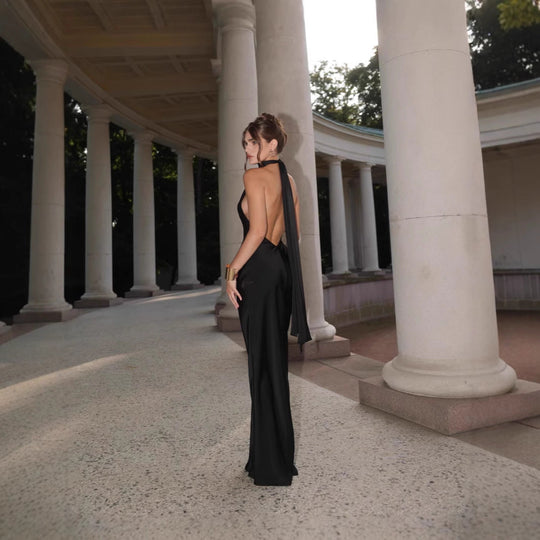 Damen Abendkleid mit elegantem Rückenausschnitt und fließendem Stoff - Vittorelli
