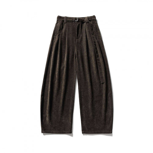 Damen Weite Highwaist-Hose mit Bundfalten, Balloon-Silhouette und Stoffgürtel Nord Taschen
