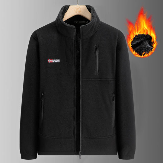 Herren Fleecejacke mit Teddyfutter, Stehkragen und mehreren Reißverschlusstaschen Nord Taschen