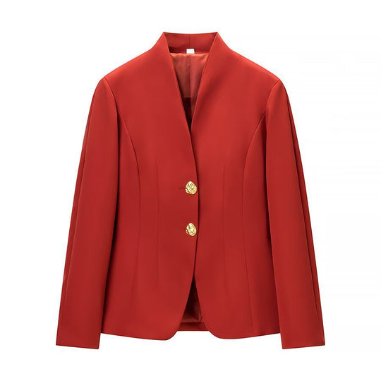 Damen Zweiteiliges Tailored-Blazer- und Highwaist-Hosen-Set mit goldknopf-Detail Nord Taschen
