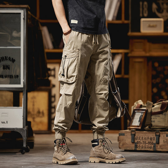 Herren Militärisch inspirierte Cargohose mit elastischem Tunnelzugbund, Klapp- und Reißverschlusstaschen Nord Taschen