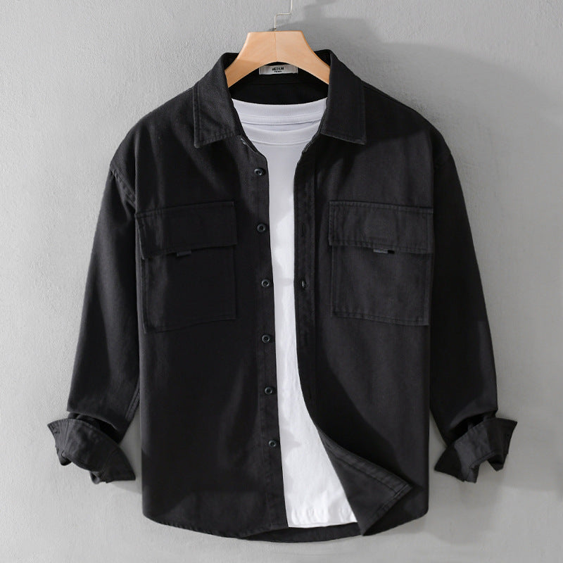 Herren Hemdjacke aus robustem Baumwolltwill mit zwei Brustklappen und Relaxed‑Fit Nord Taschen