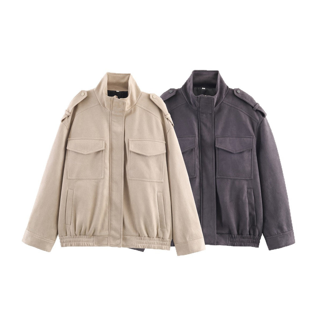 Damen Utility-Fieldjacke mit Stehkragen, Epauletten und elastischem Saum Nord Taschen