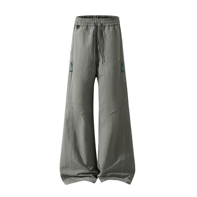 Herren Weite Cargo‑Hose mit Tunnelzugbund, Utility‑Nähten und Reißverschluss‑Taschen Nord Taschen