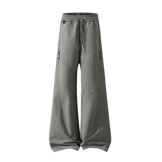 Herren Weite Cargo‑Hose mit Tunnelzugbund, Utility‑Nähten und Reißverschluss‑Taschen Nord Taschen