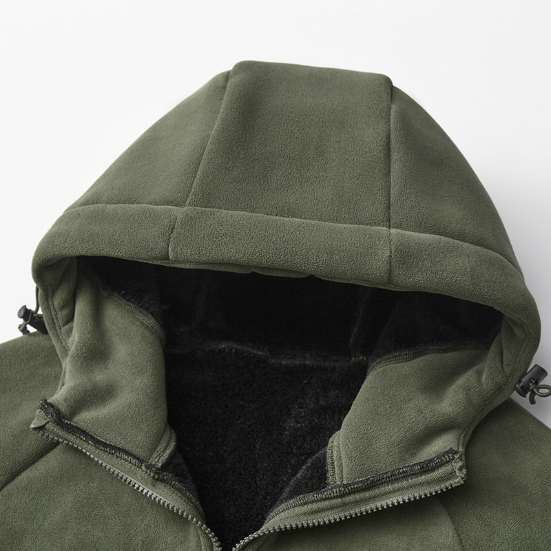 Herren Teddygefütterte Fleece‑Kapuzenjacke mit Thermofutter, durchgehendem Reißverschluss & Eingrifftaschen Nord Taschen