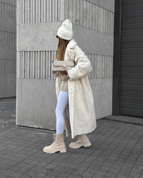 Damen wadenhohe robuste Schnürstiefel mit Plateau-Profilsohle Nord Taschen