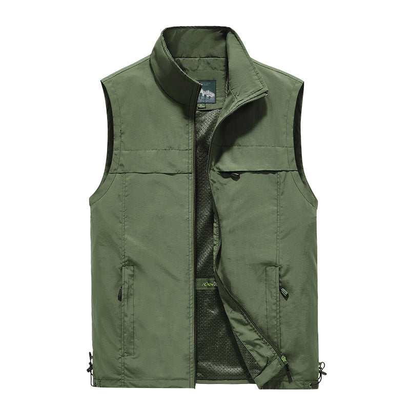 Herren  leichte winddichte Outdoor-Weste mit Stehkragen und Reißverschlusstaschen Nord Taschen
