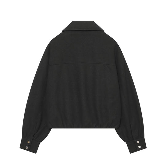 Damen Kurzjacke aus Wollmischung mit Reißverschluss und Ballonärmeln Nord Taschen