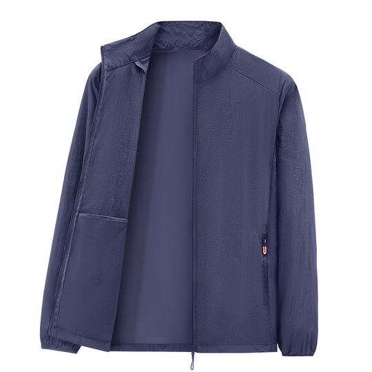 Herren Ultraleichte packbare Windjacke mit Innenfach, Stehkragen & Reißverschlusstaschen Nord Taschen