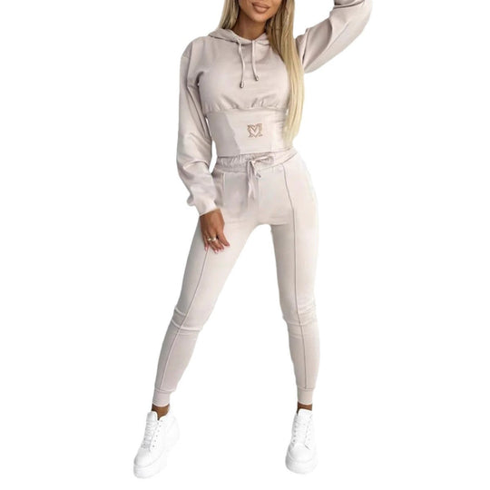 Damen Sportliches Jumpsuit-Set mit Kapuze und elastischem Bund - Vittorelli