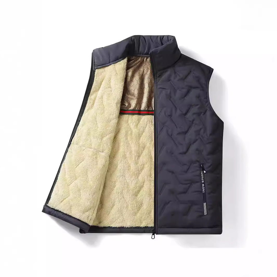 Herren Thermo‑Steppweste mit weichem Sherpa‑Innenfutter, hochschließendem Stehkragen und verdeckten Reißverschlusstaschen Nord Taschen