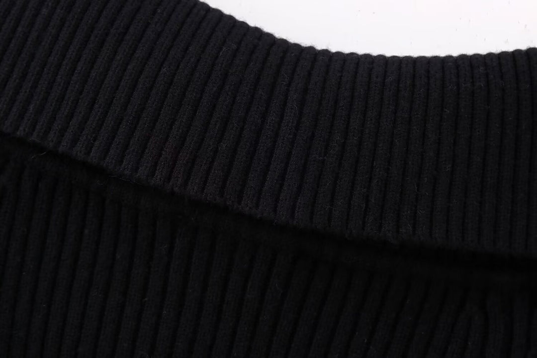 Damen Kurz geschnittene Rippenstrick-Jacke mit weitem Carmenkragen und durchgehendem Reißverschluss Nord Taschen