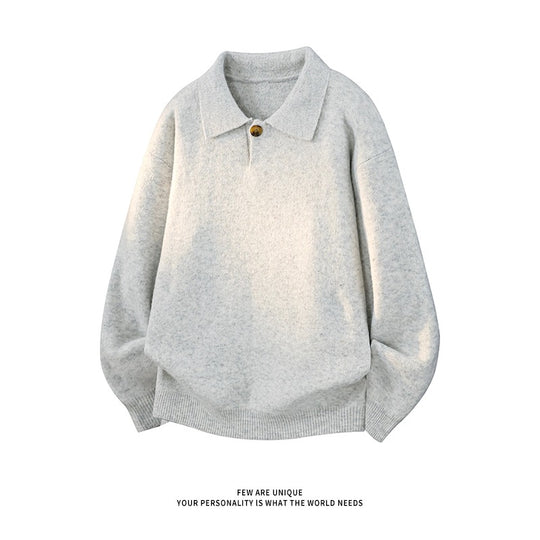 Damen Oversize-Strickpullover mit Polokragen und Ein-Knopf-Detail Nord Taschen