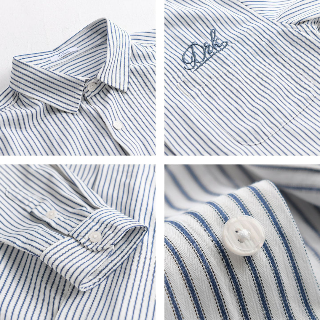 Herren Gestreiftes Overshirt‑Hemd mit Brusttasche und tonalem Logo‑Stick Nord Taschen