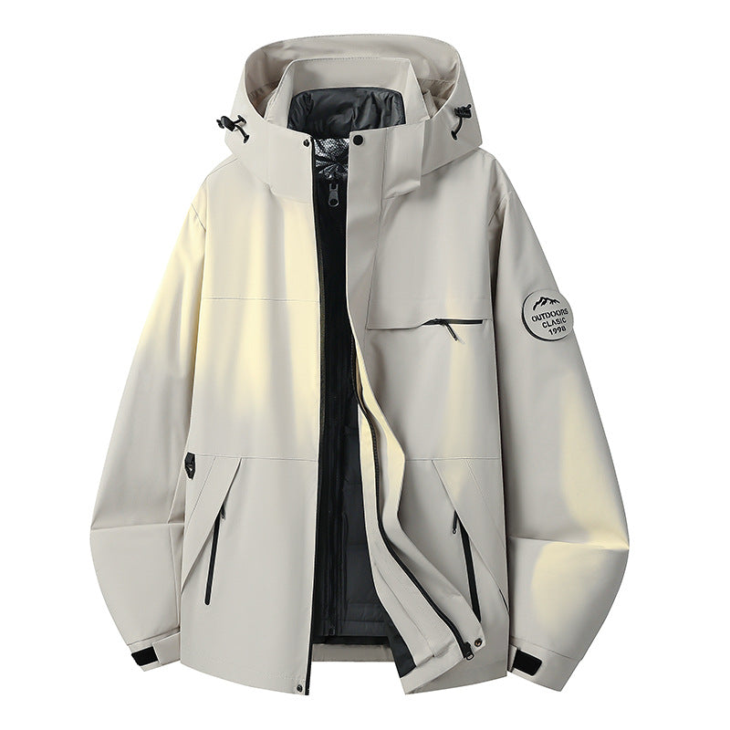 Herren Wetterfeste dreilagige Hardshelljacke mit verstellbarer Kapuze, verschweißten Nähten & Multifunktionstaschen Nord Taschen