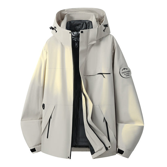 Herren Wetterfeste dreilagige Hardshelljacke mit verstellbarer Kapuze, verschweißten Nähten & Multifunktionstaschen Nord Taschen