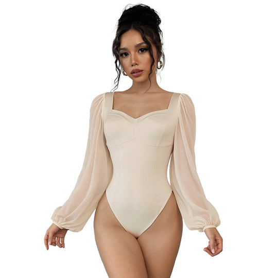 Damen Eleganter Body mit Puffärmeln Nord Taschen