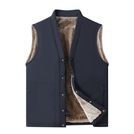Herren Thermische Steppweste mit Kunstfell-Innenfutter, Druckknopfblende & verdeckten Eingrifftaschen Nord Taschen