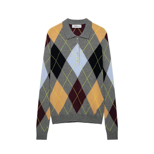 Damen Pullover mit Polokragen und Argyle‑Jacquardmuster Nord Taschen