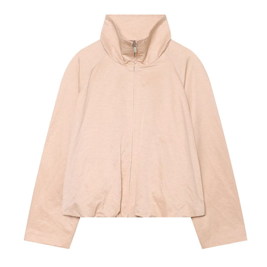 Damen Cropped Windjacke mit hohem Funnelkragen und elastischem Saum Nord Taschen