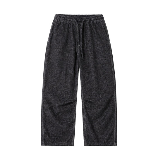Damen Locker geschnittene Cropped-Hose mit hohem elastischem Bund und Kordelzug aus strukturierter Leinenmischung Nord Taschen