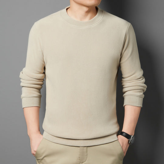 Herren Feiner Rundhals-Pullover aus Baumwollmix mit gerippten Bündchen und schlanker Passform Nord Taschen