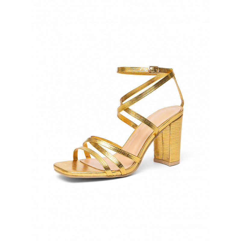 Damen Hochhackige Sandalen mit elegantem Riemchen-Design und Blockabsatz