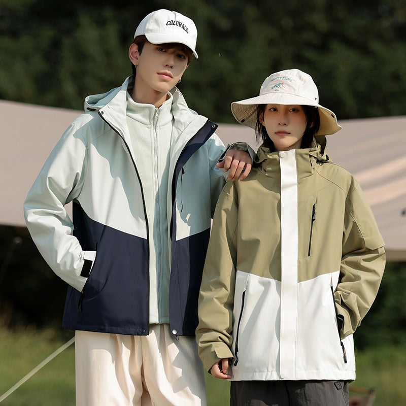 Herren Zweifarbige Wind- und Wasserabweisende Softshelljacke mit Kapuze Nord Taschen