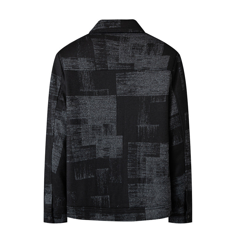 Herren Overshirt-Jacke im Hemdjackenstil mit grafischem Patchmuster und Reißverschluss Nord Taschen