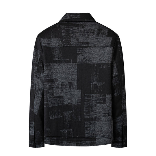 Herren Overshirt-Jacke im Hemdjackenstil mit grafischem Patchmuster und Reißverschluss Nord Taschen