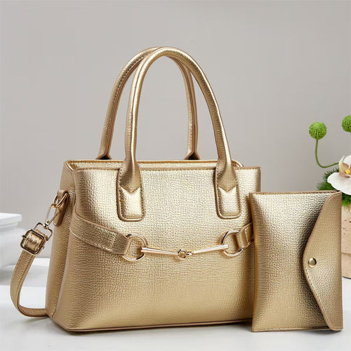 Damen strukturierte Handtasche mit eleganten Akzenten und abnehmbarer Clutch Nord Taschen