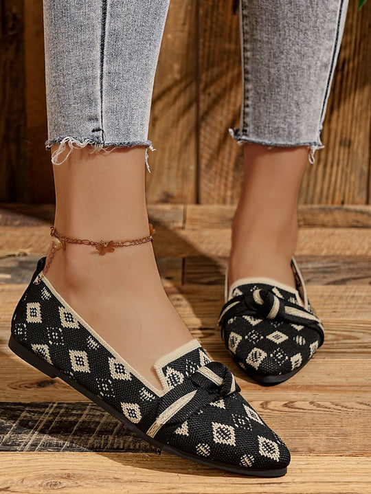 Damen Ballerinas mit modischem Streifendesign und charmantem Schleifenakzent Nord Taschen
