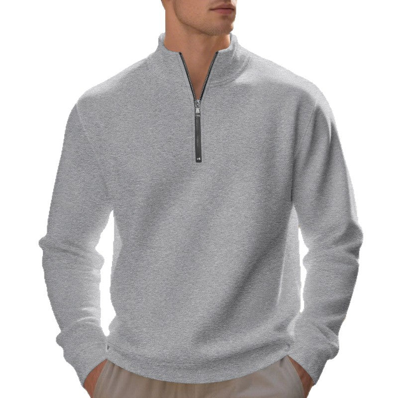Herren sportlicher Sweatshirt mit modernem Stehkragen und Reißverschluss - Arvani