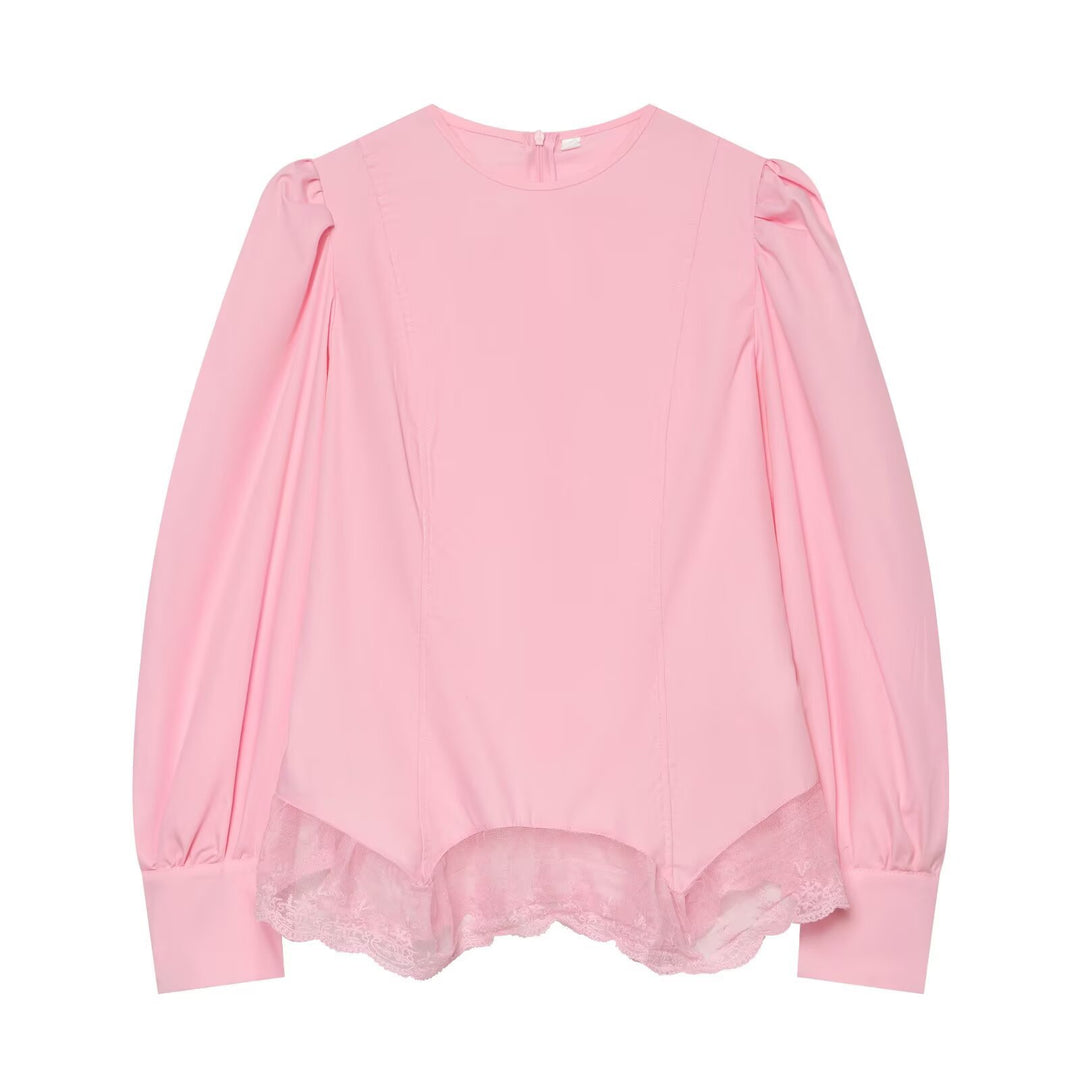 Damen Bluse mit Volumenärmeln und Spitzenbesatz Nord Taschen