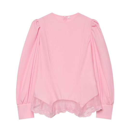 Damen Bluse mit Volumenärmeln und Spitzenbesatz Nord Taschen