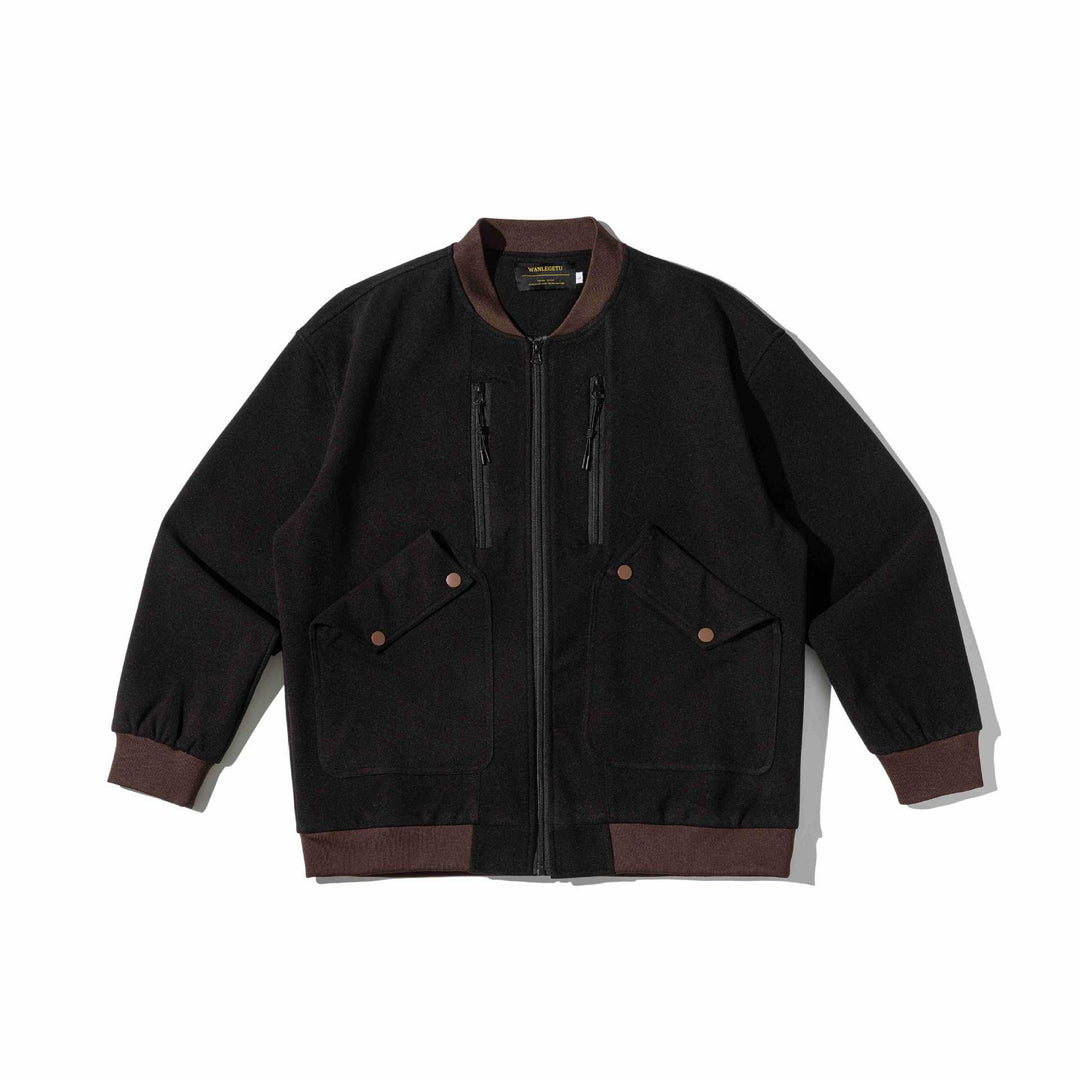Herren Kurz geschnittene Utility‑Bomberjacke mit Pattentaschen und Doppel‑Brustzip Nord Taschen