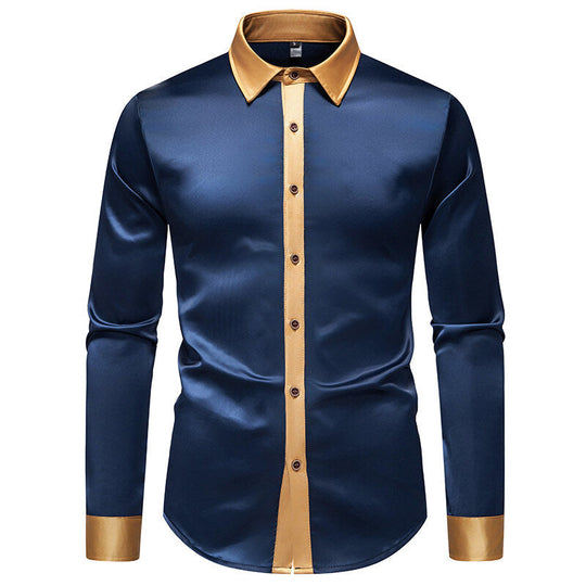 Herren Langarm-Hemd mit modernen Satin-Details