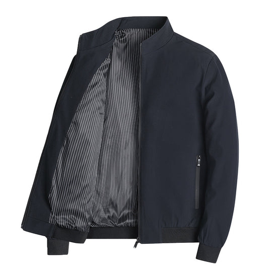 Herren leichte Blousonjacke mit Stehkragen, gestreiftem Innenfutter und Reißverschlusstaschen Nord Taschen
