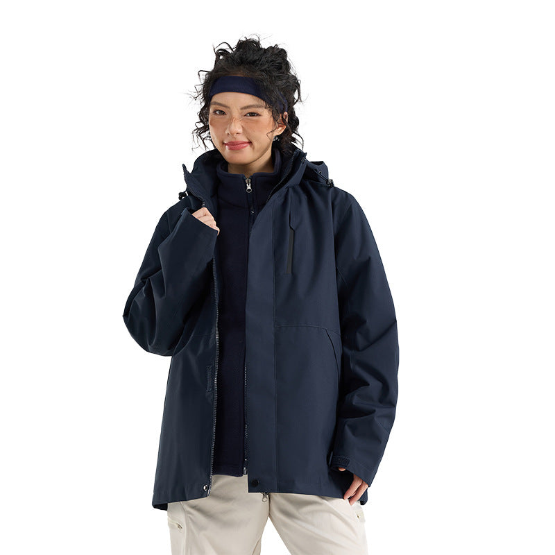 Damen Leichte wasserdichte Parka-Kapuzenjacke mit versiegelten Nähten und Kordelzug Nord Taschen
