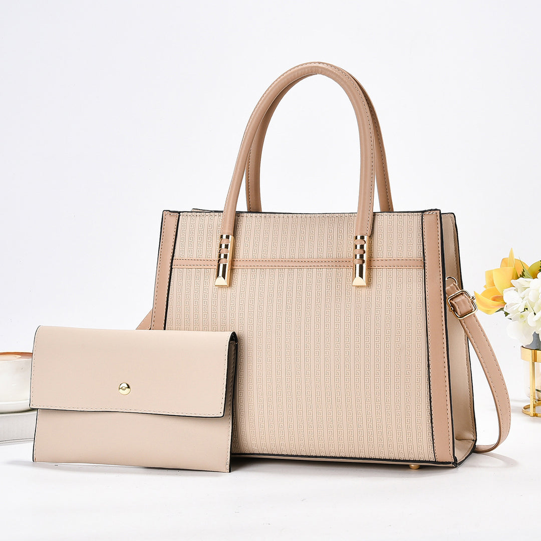 Damen elegante Handtasche mit modernem Strukturdesign und abnehmbarer Mini-Clutch Nord Taschen