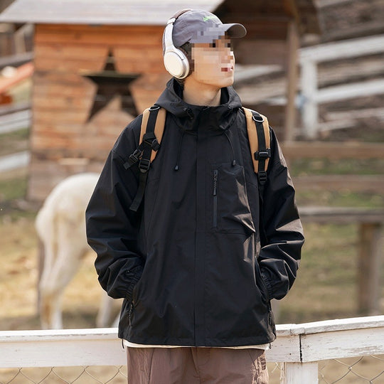 Damen technische Oversize-Outdoorjacke mit Kapuze, wasserabweisender Hülle & Kordelzug Nord Taschen