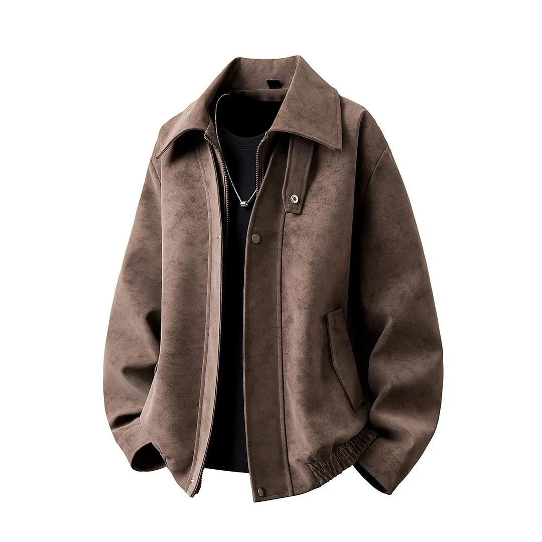 Herren Boxy-Übergangsjacke mit Velours‑Optik, verdecktem Reißverschluss & variablem Kragen Nord Taschen