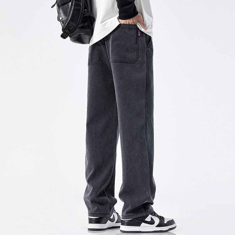 Herren Locker geschnittene Jeanshose mit Vintage-Waschung und geradem Bein Nord Taschen