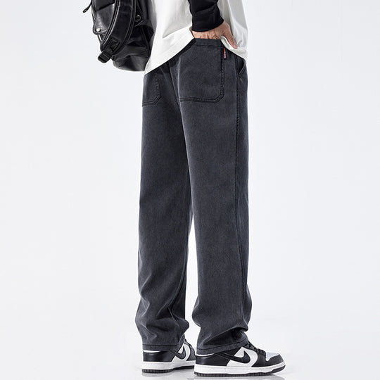 Herren Locker geschnittene Jeanshose mit Vintage-Waschung und geradem Bein Nord Taschen